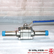 3PC Stainless Steel Floating Ball Valve SW Type with Handle Operation with Lengthened Welding