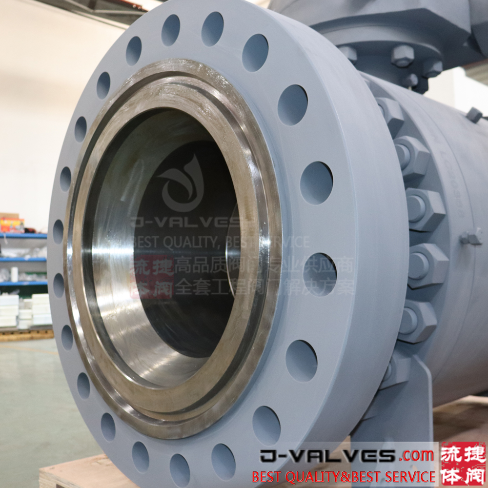API6D Big Size Forged Steel Reduce Bore Trunnion Mounted Ball Valve Flanged Type with Gear Operation 24x20inch 900# RTJ