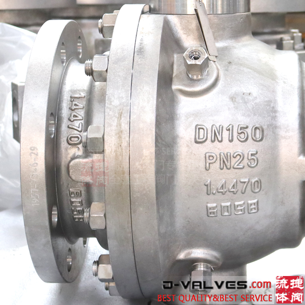 DIN Duplex Stainless Steel Full Bore Trunnion Mounted Ball Valves with Handle Operation PN25